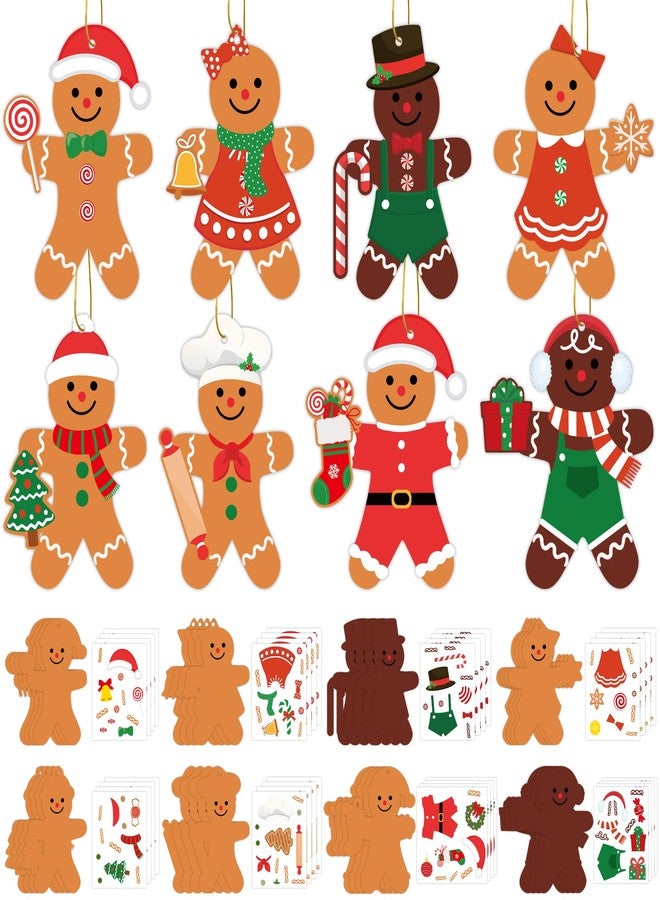 Fairooth 32 Pack Christmas Gingerbread Man Craft Kit Christmas DIY Art and Crafts for Kids Make Your Own Gingerbread Man Ornaments with Stickers for Xmas Tree Holiday Home Party Decorations - Image 1